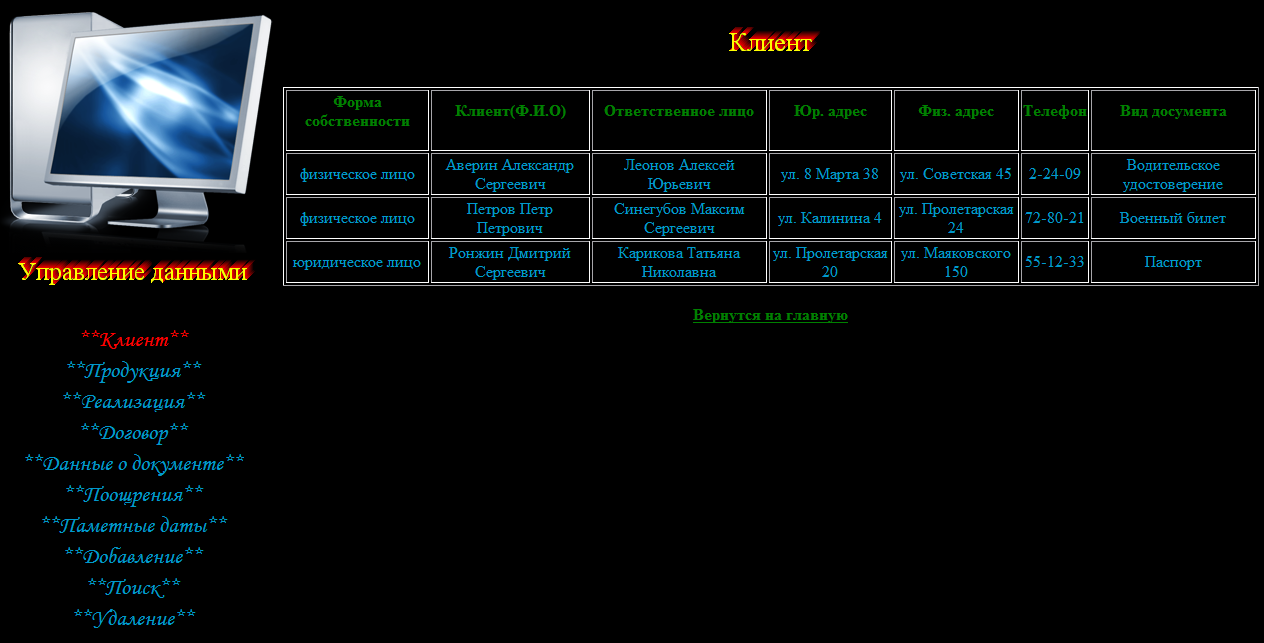 Разработка АИС управления взаимоотношениями с клиентами