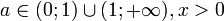 a \in (0;1) \cup (1;+\infty ), x &gt; 0